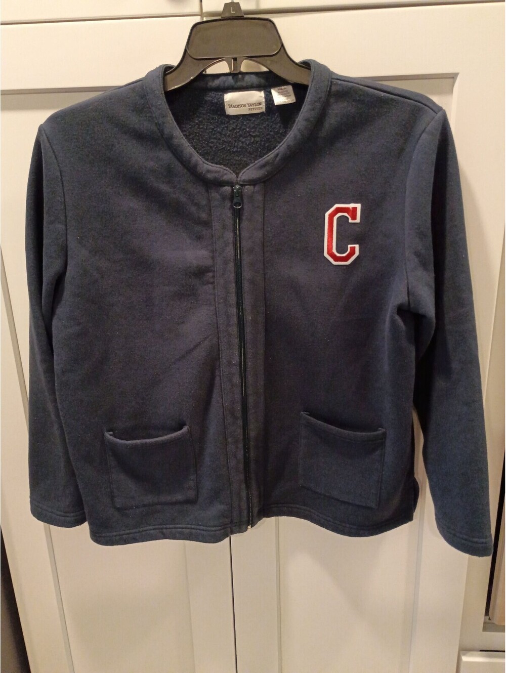 Madison Taylor Petites Navy Blue Zip-Up Fleece Jacket Size PL